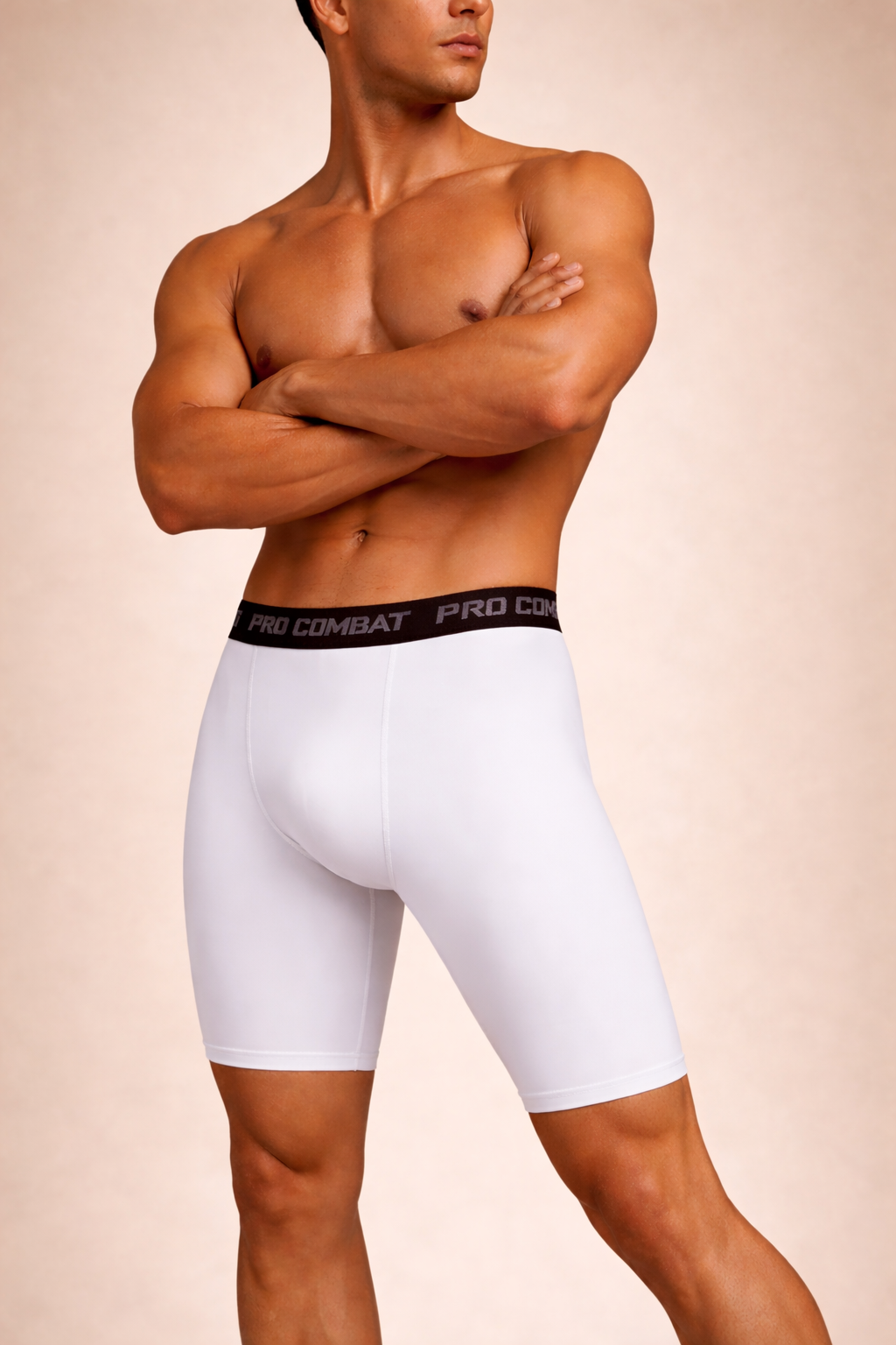 Short de compression blanc PRO-COMBAT pour hommes